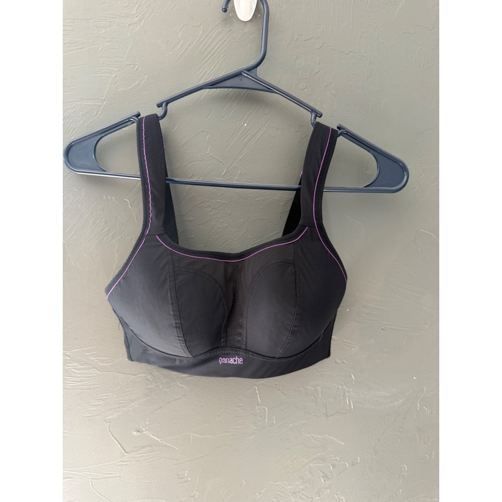 Panache Sport Wired High Impact Sports Bra Black Purple 32D 5021 7341
